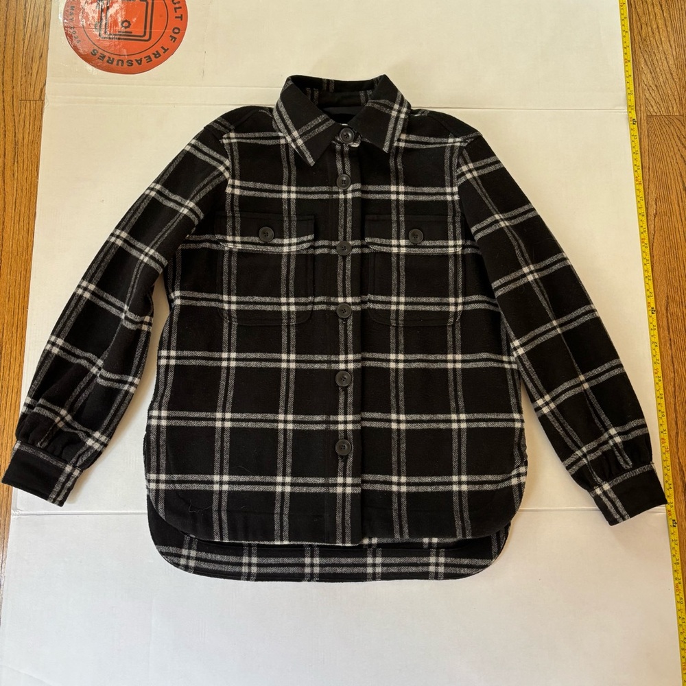Free assembly wmn  sz small Black White‎ Plaid Button-up shirt jacket wool blend